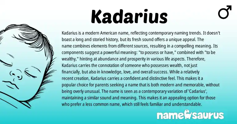 Infographic about Kadarius name meaning, Kadarius is a name from African origin(s).