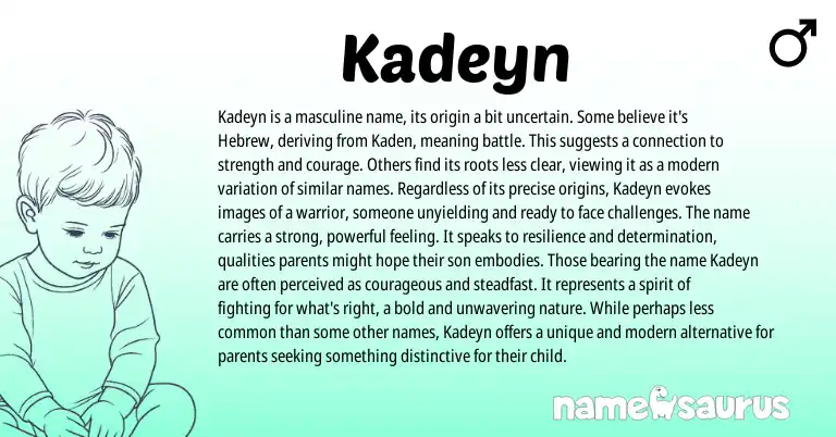 Infographic about Kadeyn name meaning, Kadeyn is a name from Hebrew origin(s).