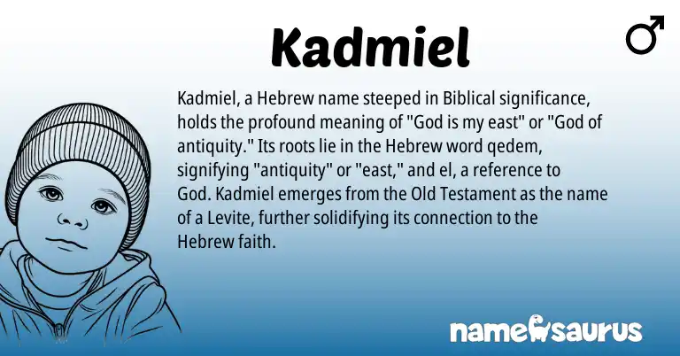 Infographic about Kadmiel name meaning, Kadmiel is a name from Hebrew origin(s).