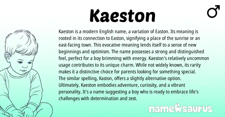 Infographic about Kaeston name meaning, Kaeston is a name from English origin(s).