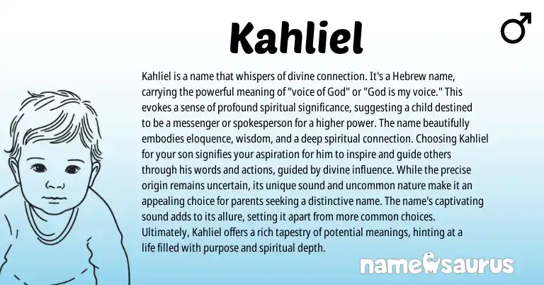 Infographic about Kahliel name meaning, Kahliel is a name from Hebrew origin(s).