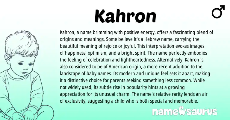 Infographic about Kahron name meaning, Kahron is a name from Hebrew origin(s).
