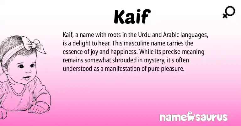 Infographic about Kaif name meaning, Kaif is a name from Urdu, Arabic origin(s).