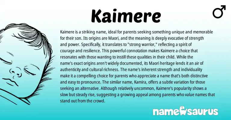 Infographic about Kaimere name meaning, Kaimere is a name from Maori origin(s).