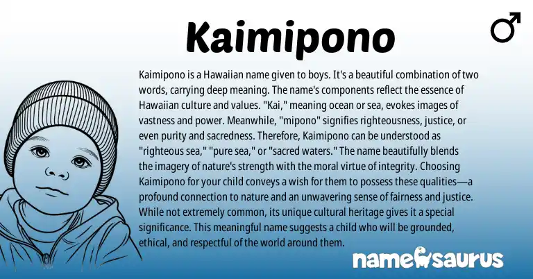 Infographic about Kaimipono name meaning, Kaimipono is a name from Hawaiian origin(s).