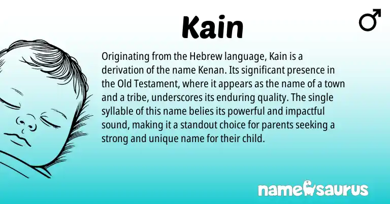 Infographic about Kain name meaning, Kain is a name from Hebrew origin(s).