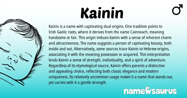 Infographic about Kainin name meaning, Kainin is a name from Gaelic, Irish origin(s).