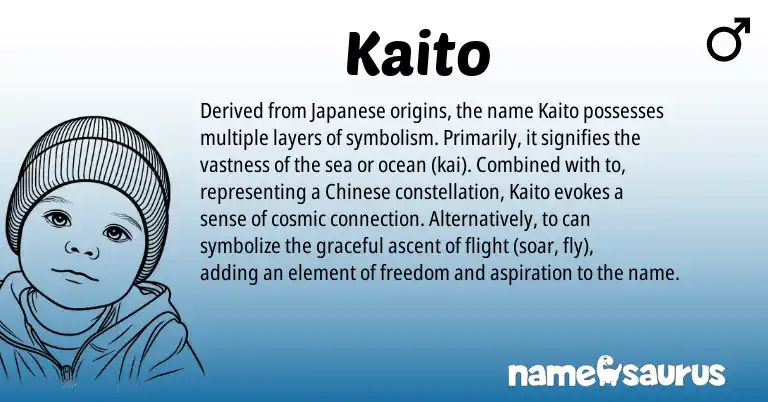 Infographic about Kaito name meaning, Kaito is a name from Chinese, Japanese origin(s).
