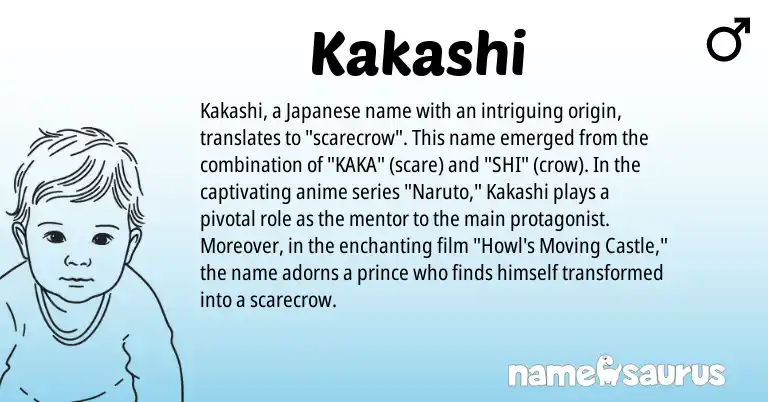Infographic about Kakashi name meaning, Kakashi is a name from Japanese origin(s).