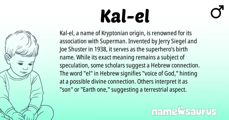 Infographic about Kal-el name meaning, Kal-el is a name from Hebrew origin(s).