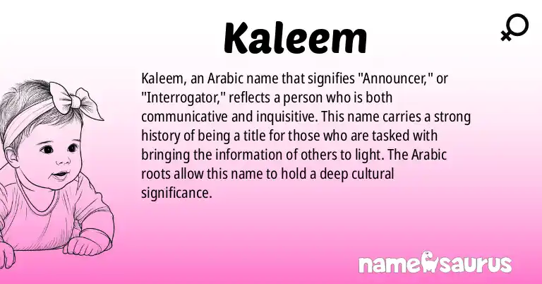 Infographic about Kaleem name meaning, Kaleem is a name from Arabic origin(s).
