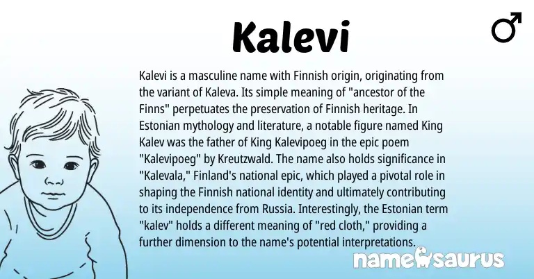 Infographic about Kalevi name meaning, Kalevi is a name from Finnish, Estonian origin(s).