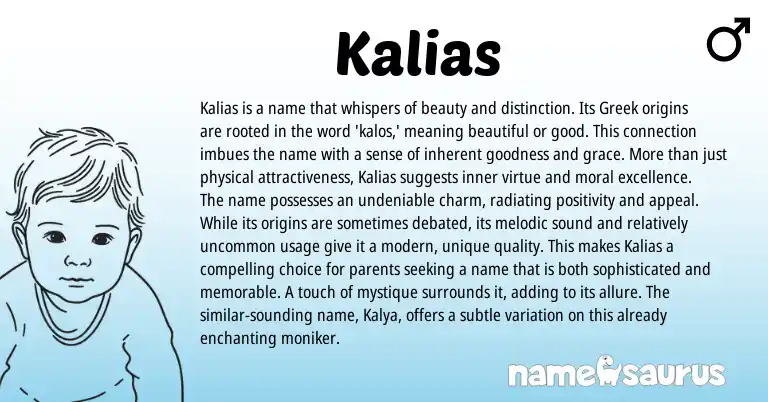 Infographic about Kalias name meaning, Kalias is a name from Greek origin(s).
