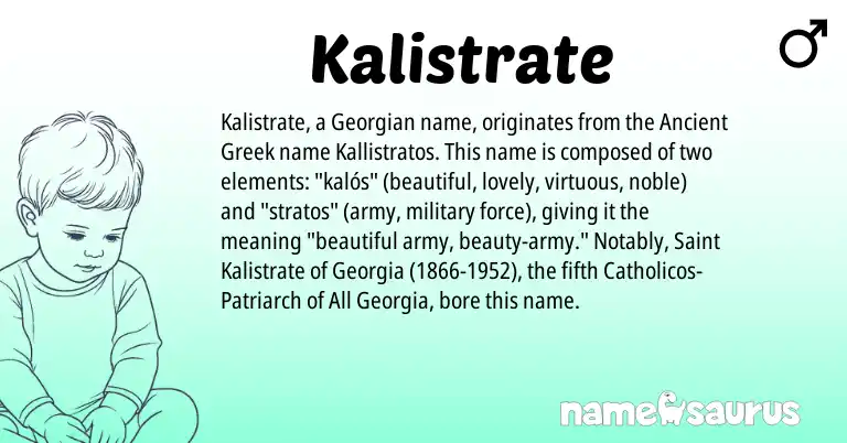 Infographic about Kalistrate name meaning, Kalistrate is a name from Ancient Greek, Georgian origin(s).