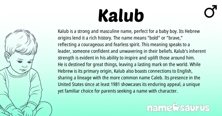 Infographic about Kalub name meaning, Kalub is a name from Hebrew origin(s).