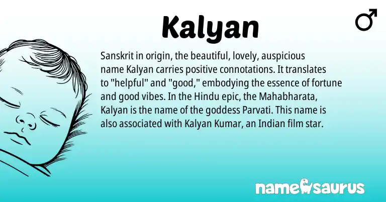 Infographic about Kalyan name meaning, Kalyan is a name from Indian, Sanskrit, Hindu origin(s).