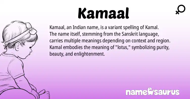 Infographic about Kamaal name meaning, Kamaal is a name from Indian origin(s).