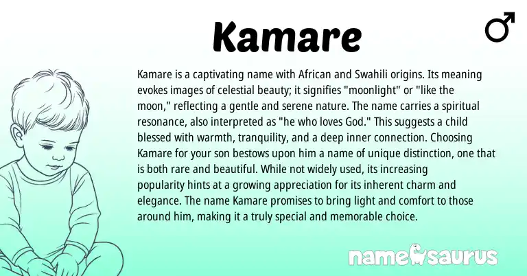 Infographic about Kamare name meaning, Kamare is a name from African origin(s).