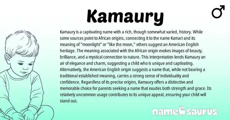 Infographic about Kamaury name meaning, Kamaury is a name from African origin(s).