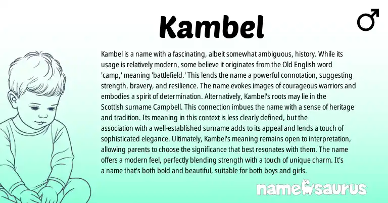 Infographic about Kambel name meaning, Kambel is a name from English origin(s).