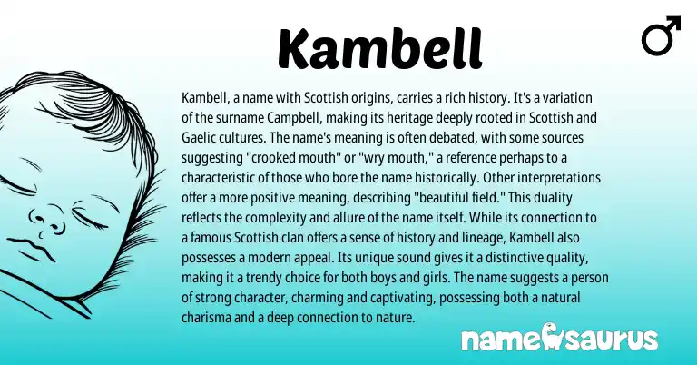 Infographic about Kambell name meaning, Kambell is a name from Scottish origin(s).