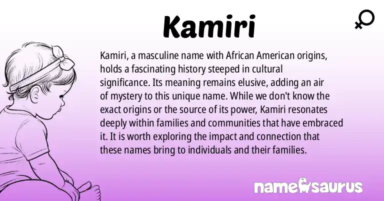 Infographic about Kamiri name meaning, Kamiri is a name from African American origin(s).