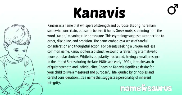 Infographic about Kanavis name meaning, Kanavis is a name from Greek origin(s).
