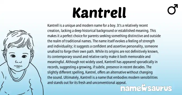 Infographic about Kantrell name meaning, Kantrell is a name from American origin(s).