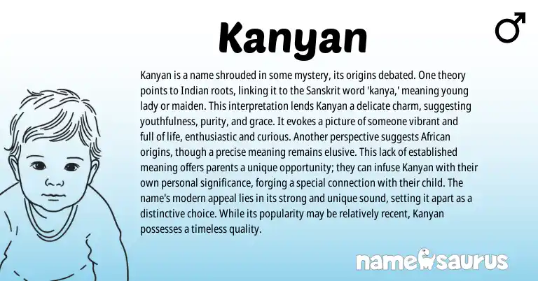 Infographic about Kanyan name meaning, Kanyan is a name from Indian, Sanskrit origin(s).