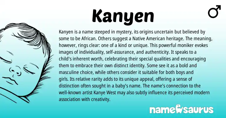 Infographic about Kanyen name meaning, Kanyen is a name from American origin(s).