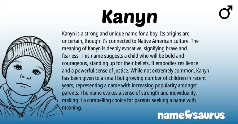 Infographic about Kanyn name meaning, Kanyn is a name from American origin(s).