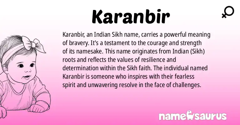 Infographic about Karanbir name meaning, Karanbir is a name from Indian (Sikh) origin(s).