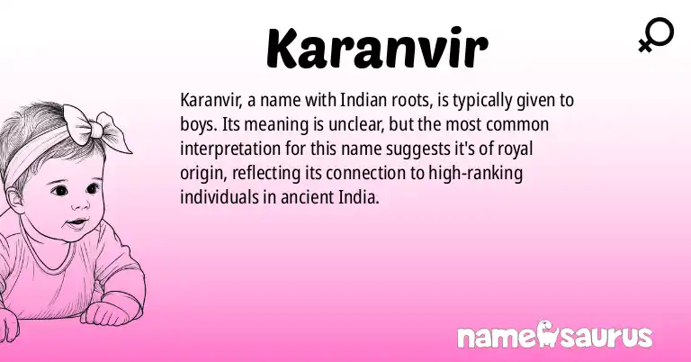 Infographic about Karanvir name meaning, Karanvir is a name from Indian origin(s).