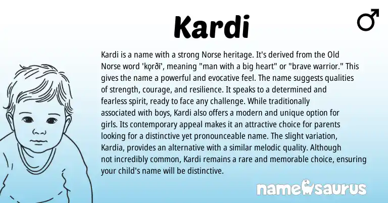 Infographic about Kardi name meaning, Kardi is a name from Norse origin(s).