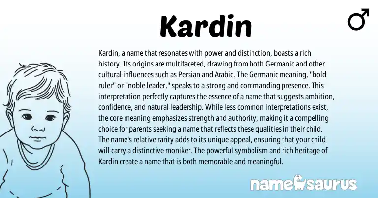 Infographic about Kardin name meaning, Kardin is a name from Germanic origin(s).