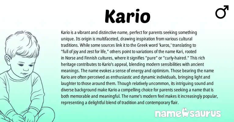 Infographic about Kario name meaning, Kario is a name from Greek origin(s).