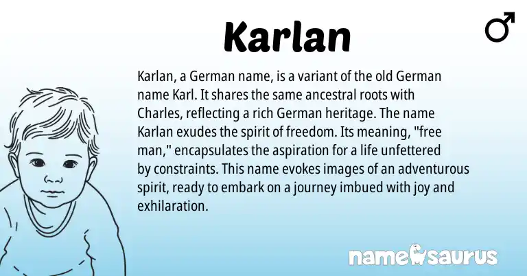 Infographic about Karlan name meaning, Karlan is a name from German origin(s).
