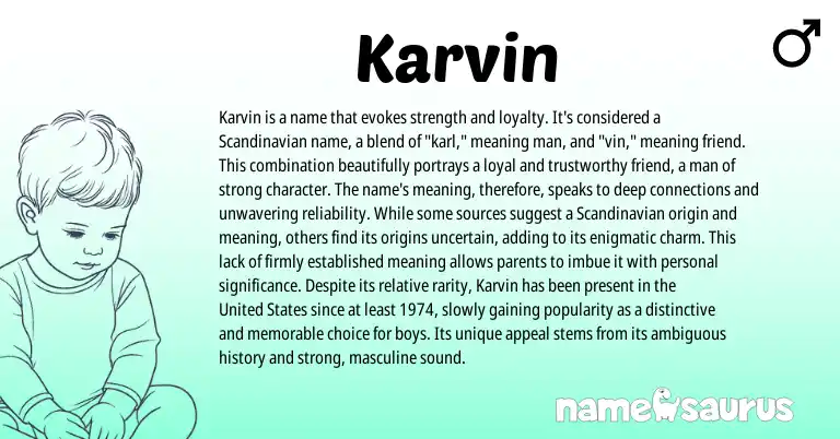 Infographic about Karvin name meaning, Karvin is a name from Scandinavian origin(s).