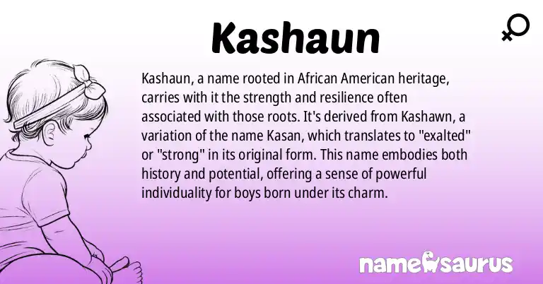 Infographic about Kashaun name meaning, Kashaun is a name from African American origin(s).