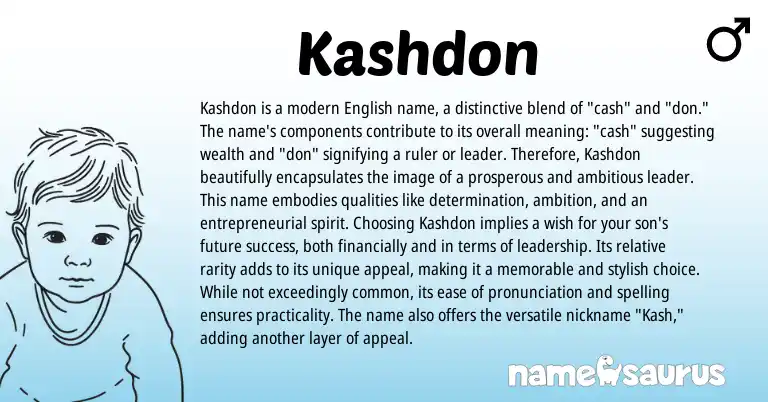 Infographic about Kashdon name meaning, Kashdon is a name from English origin(s).
