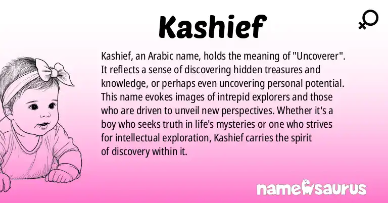 Infographic about Kashief name meaning, Kashief is a name from Arabic origin(s).