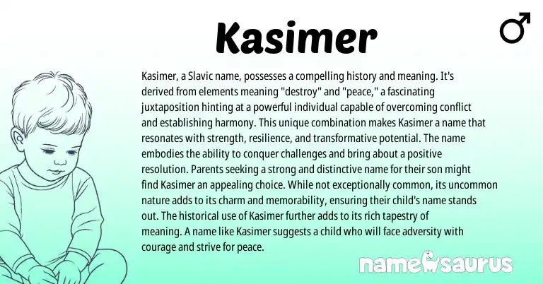 Infographic about Kasimer name meaning, Kasimer is a name from Slavic origin(s).