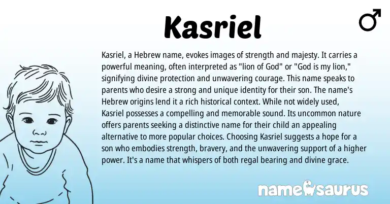 Infographic about Kasriel name meaning, Kasriel is a name from Hebrew origin(s).