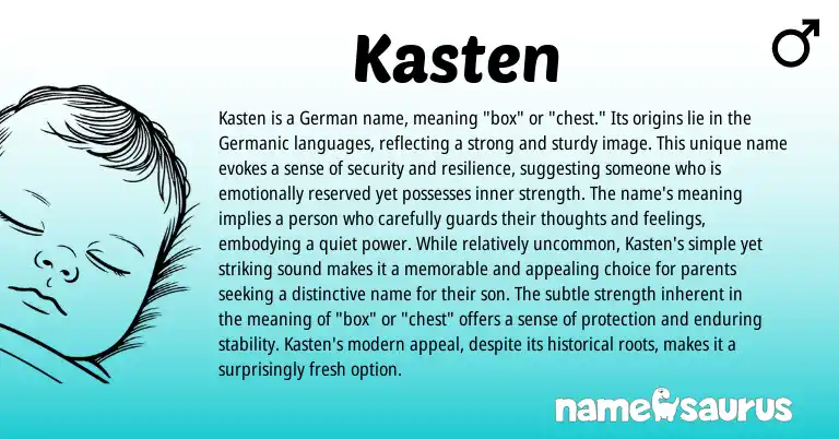 Infographic about Kasten name meaning, Kasten is a name from Germanic origin(s).