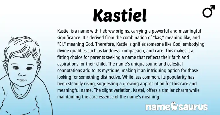 Infographic about Kastiel name meaning, Kastiel is a name from Hebrew origin(s).