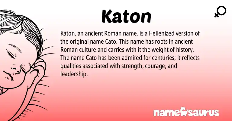 Infographic about Katon name meaning, Katon is a name from Ancient Roman (Hellenized) origin(s).
