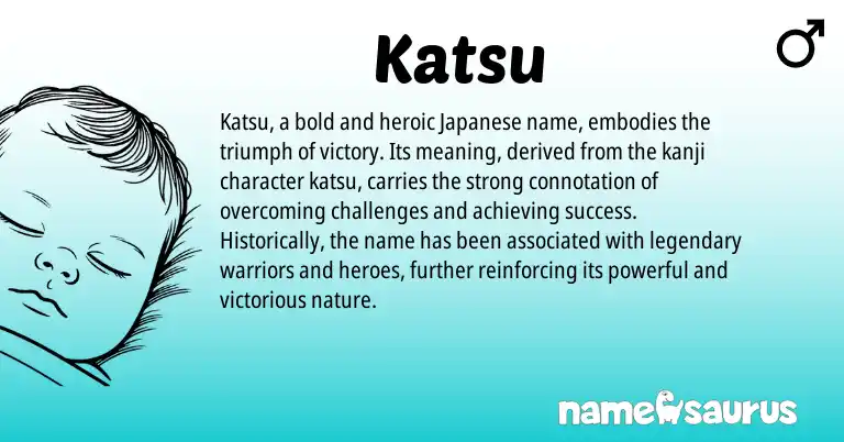 Infographic about Katsu name meaning, Katsu is a name from Japanese origin(s).
