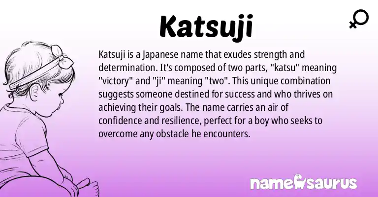 Infographic about Katsuji name meaning, Katsuji is a name from Japanese origin(s).
