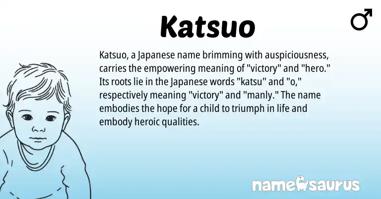 Infographic about Katsuo name meaning, Katsuo is a name from Japanese origin(s).