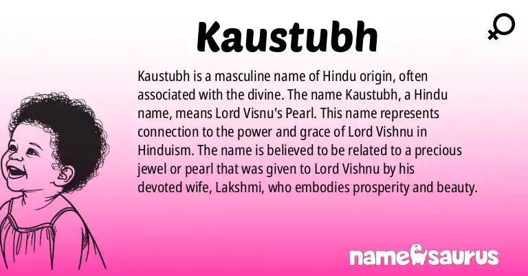 Infographic about Kaustubh name meaning, Kaustubh is a name from Hinduism origin(s).